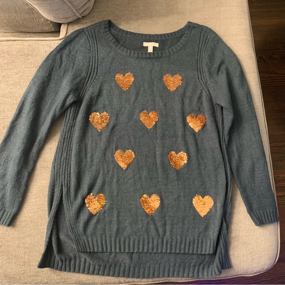 LC Lauren Conrad Sweaters - Sequin Heart Sweater